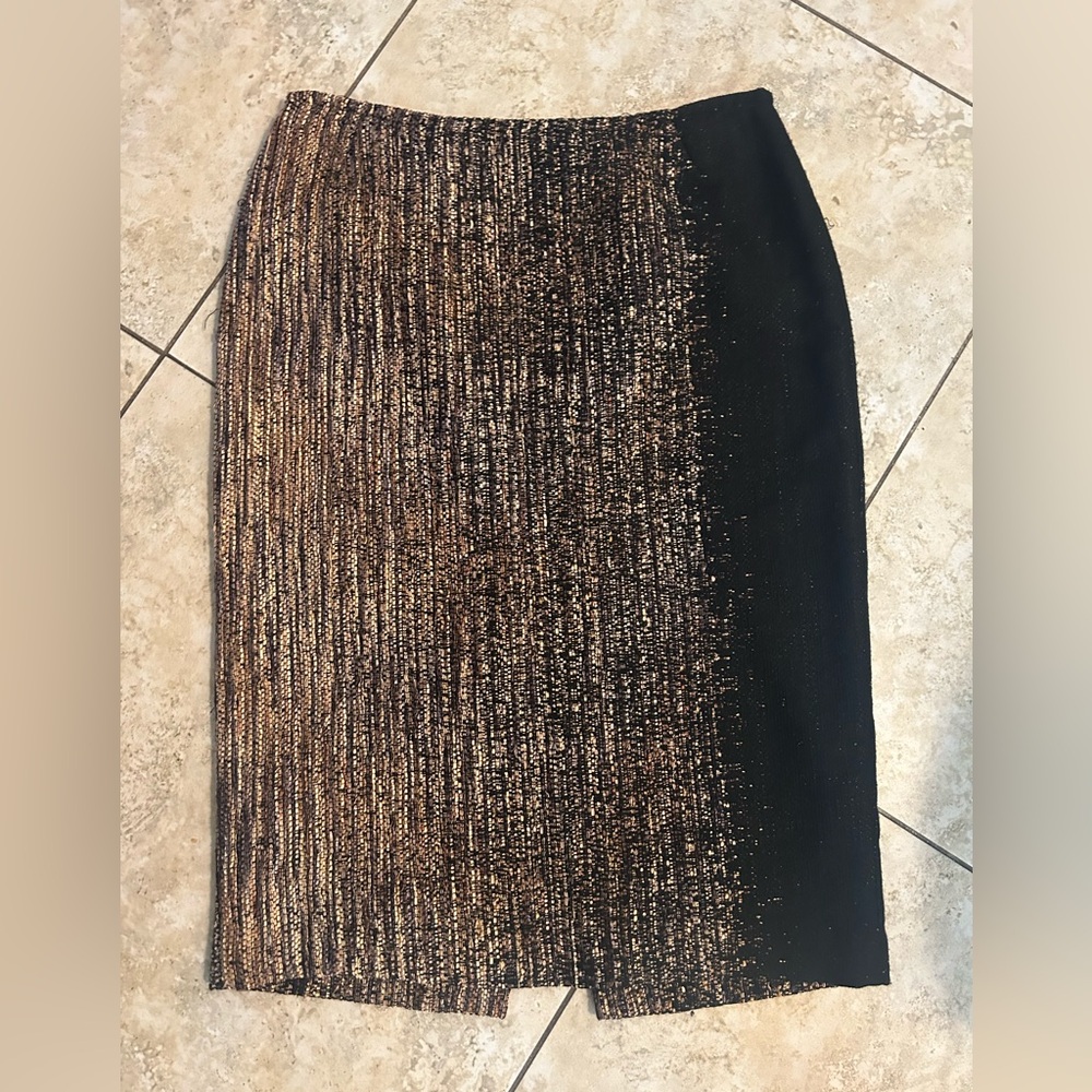Lafayette 148 New York Black and Gold Pencil Skirt